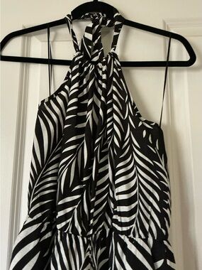 Cookies Black & White Zebra-Print Halter Romper